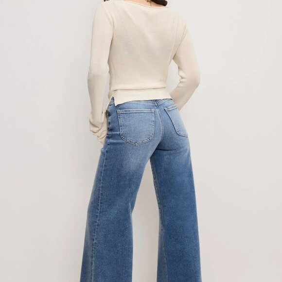 Good American Good Petite Palazzo Light Compression Jeans NWT - Picture 3 of 6